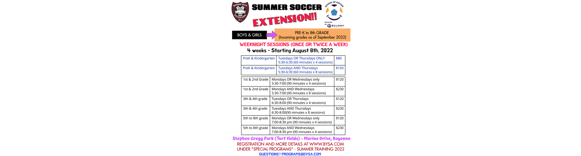 Summer Soccer- Extended August Sessions