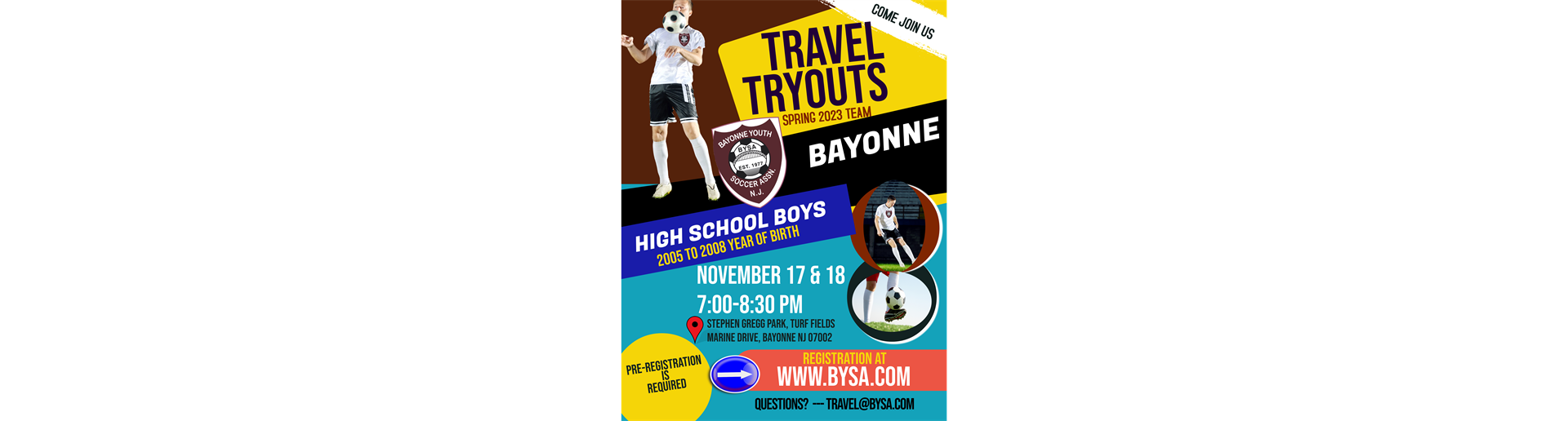 Travel Tryouts for high school age boys